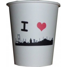 07 Oz I Love İstanbul Temalı Karton Bardak (100 lü)